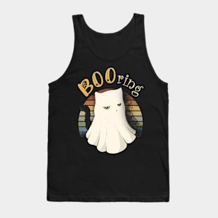 Funny & Cute Black BOOring Ghost Cat Tank Top